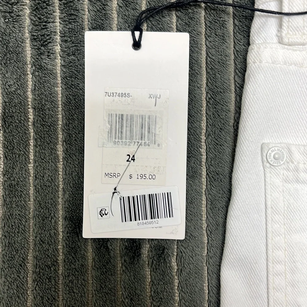 7 For All Mankind High Waisted White Cropped Straight Leg Jeans - Picture 7 of 11